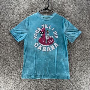 Crown Ivy Shirt Mens Small Blue Short Sleeve‎ Cabana Cotton Blend Casual Adult